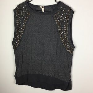 We the Free Sz S gray sleeveless studded shirt